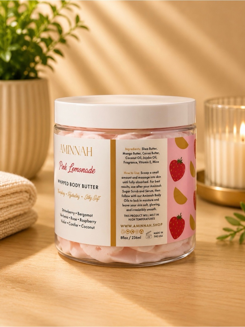 AMINNAH (NWT) Pink Lemonade Whipped Body Butter & Sugar Scrub - Picture 2 of 3